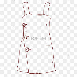 手绘线描背带裙