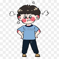 生气的卡通小男孩