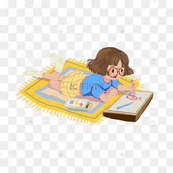 趴地上的孩子卡通