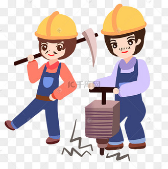 在工作的修路工人