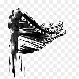 中国风水墨屋檐黑白复古屋檐古代