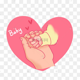 卡通手绘手握婴儿小手png免抠素材
