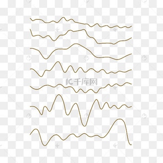 金色波动曲线手绘装饰