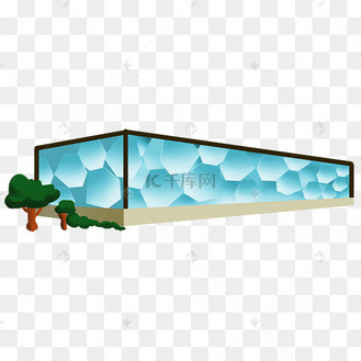 手绘蓝色水立方插画