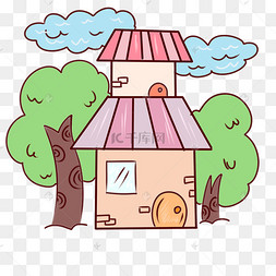 卡通漂亮的平房房子