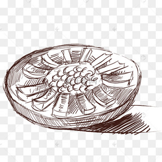 手绘线描果盘插画