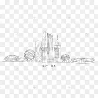 线描大连建筑群