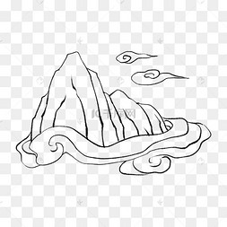 山泉水墨线条简笔山水