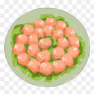 插画手绘肉丸子图