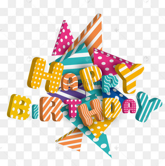 立体几何生日快乐对比色浮动字体happybirthday