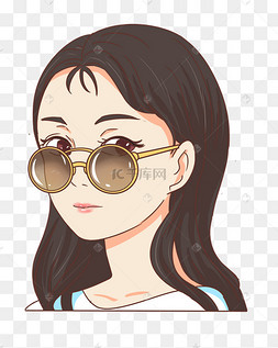 戴眼睛的女孩插画