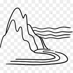 简笔装饰山水png