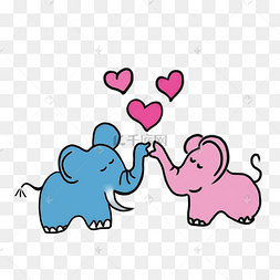 手绘情侣小象
