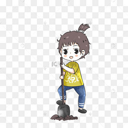 五一劳动节插画风免扣翻地人物