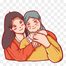 拥抱老年母亲