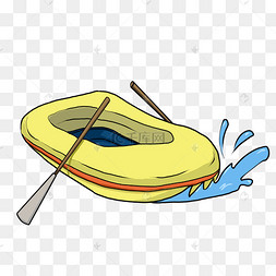 黄色救生船手绘插画