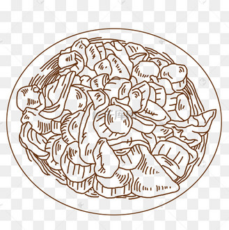 线描溜肥肠手绘插画