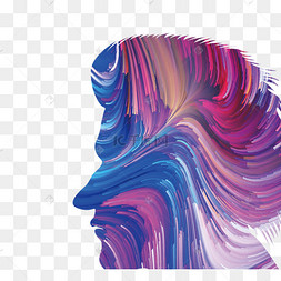 男生侧脸轮廓创意彩色线条