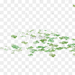 绿色水彩浮萍