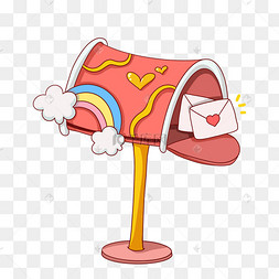 情人节爱心信箱插画