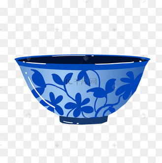 创意蓝色饭碗插画