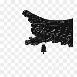 剪影屋檐铃铛装饰剪影建筑png