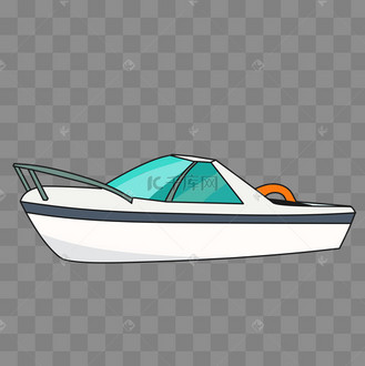 白色的快艇卡通插画