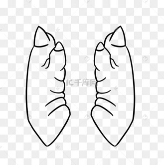 黑白线描手绘猪蹄透明png