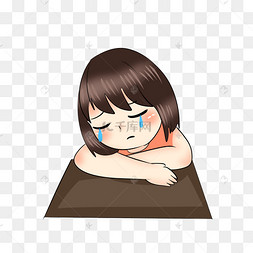 趴桌子上难过的女孩