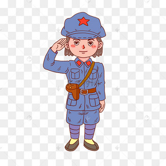 革命女军人敬礼卡通人物
