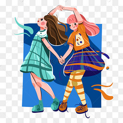 儿童节在一起转圈跳舞的小伙伴手