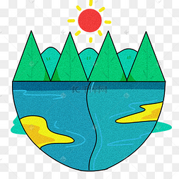 卡通卡通湖泊