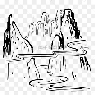 笔画山水图片_笔画山水设计图片素材大全-千库网