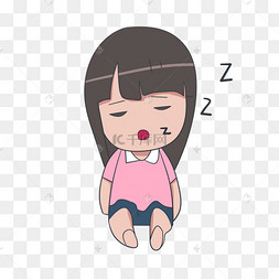 着睡着的小女孩可商用元素看书想睡觉的女孩学生儿童冬季手绘卡通睡