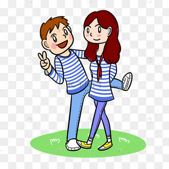 卡通五年青年节海魂衫青年情侣png透明底