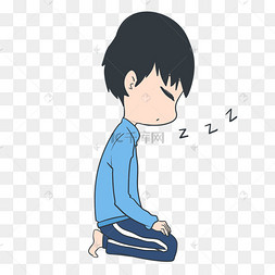 跪着睡觉小男孩