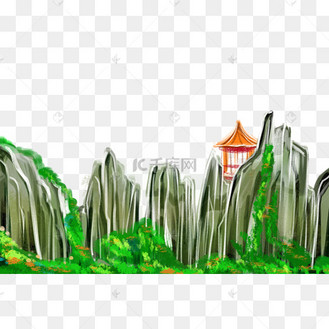 手绘云南石林风景