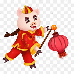 提灯笼卡通猪
