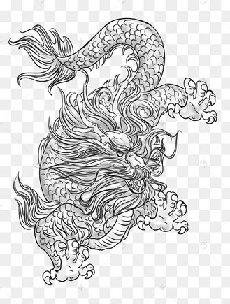 手绘龙线稿