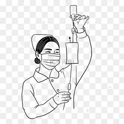 新型冠状病毒黑色线描医护人员