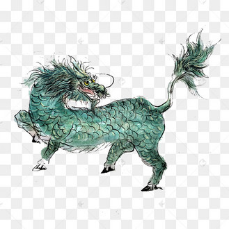 麒麟绿神兽祥瑞png年国画水墨古典