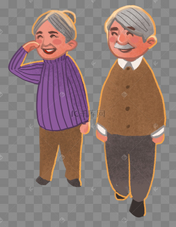 手绘卡通老人元素