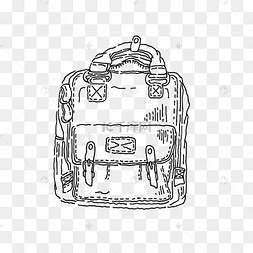 手绘黑白简笔画双肩包
