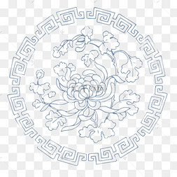 中国风圆形菊花纹理