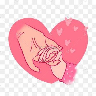 卡通手绘和小婴儿手牵手png免抠素材