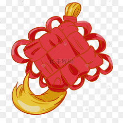 卡通手绘红色中国结