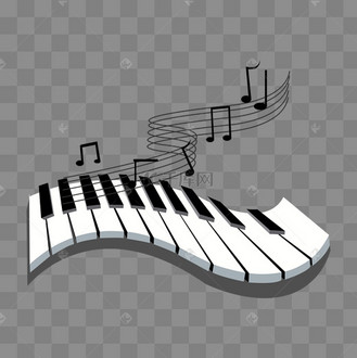 黑白琴键音符插画