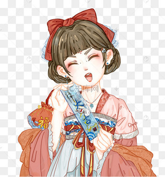 二次元可爱漫画少女萌新春祝福上上签