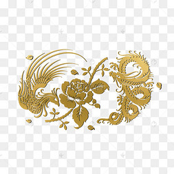 金色龙凤花卉图案