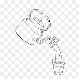 手绘矢量水壶倒水